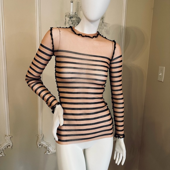 Jean Paul Gaultier striped printed mesh Top SIZE S - Picture 5 of 16